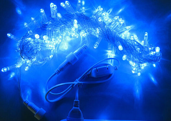10m สีฟ้ากระพริบ LED ไฟสตริงประดับคริสต์มาส + เครื่องควบคุม 100 หลอด