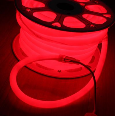 110V 220V 360 องศา แสงสว่าง สาย LED กลมยืดหยุ่น สาย Neon สีแดงอ่อน