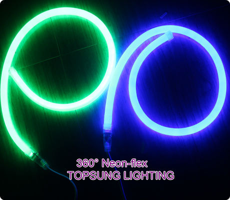 110V 360 องศาออก 16mm กลมบาง LED neon flex ไฟคริสต์มาสสีเขียว