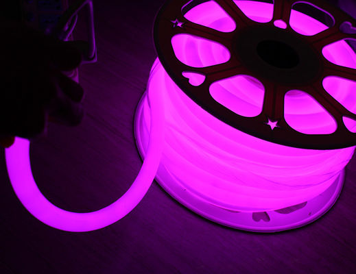 พีวีซีกลมเนออน 16 มิลลิเมตรสีชมพู LED 360 องศาเนออน flex ไฟ 110V