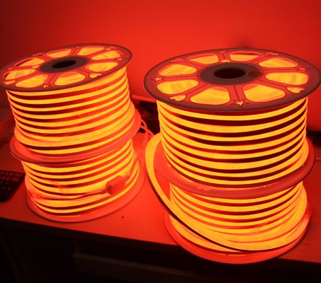 สีส้ม 12v มินิ LED neon flex light 7x15 มิลลิเมตร ท่อเนออนสํารอง 2835 smd flexible strip rope ip68 การฉีด