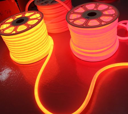 ท่อ LED กันน้ํา 360 องศา แอมเบอร์ 24v ท่อเนออนยืดหยุ่นกลม ท่อ 25 มิลลิเมตร PVC สีเหลือง