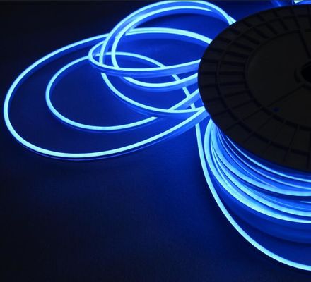 มินิด้านออกซิลิโคนกันน้ําภายนอก 12v LED neon flex แผ่นแสง 6mm สีฟ้า
